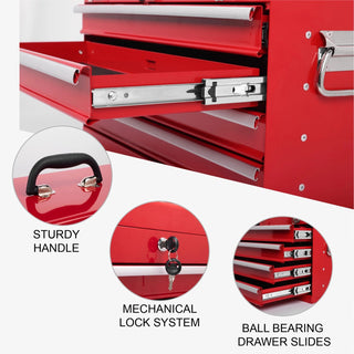 Heavy Duty Metal Tool Box, 21-inch, Portable Metal Tool Box with 4 Drawers, Small Tool Chest with EVA Liners, Ball Bearing Slide Drawers Locking & Powder Coated Finish, Multi-Function Tool Organizer Dweva