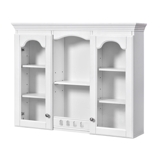 Wall Mounted Medicine Cabinet, Bathroom Wall Cabinet with 2 Glass Doors, Over The Toilet Space Saver Storage Cabinet with Ample Storage, White Dweva