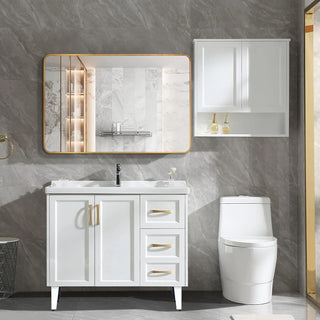 30x40 Inch Gold Metal Framed Rectangular Bathrrom Mirror for Wall.(W2203134113) Dweva