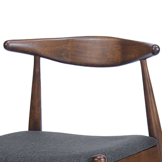Set of 2 Rubberwood Dining Chairs with Ergonomic Backrest & Comfort Cushions, Walnut+Charcoal (same sku: 59296.00F) Dweva