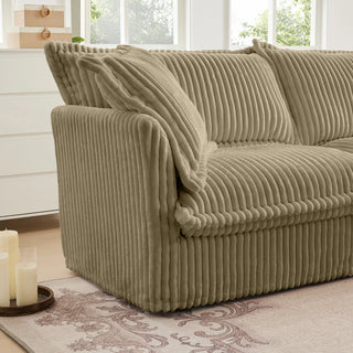 Slipcovered Fluffy Sofa - 3 Seat with 2 Ottoman Dweva