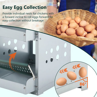 6 Compartments Chicken Nesting Box for Laying Eggs, Roll Away Chicken Laying Boxes, Green Dweva