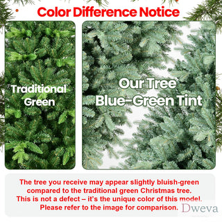 4FT Blue-Green Tint Christmas Tree with 592 PE+PVC Tips – Unique Full-Bodied Tree with Hinged Branches, Easy Assembly, Stable Metal Stand, Eye-Catching Holiday Decor Dweva