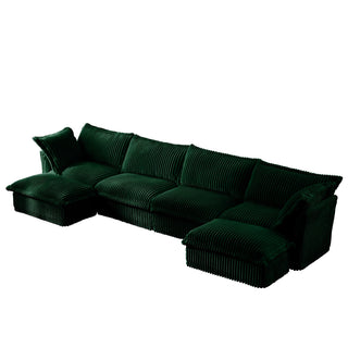 Slipcovered Fluffy Sofa - 4 Seat with 2 Ottoman Dweva