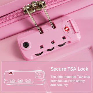 Luggage Sets New Model ABS Hardshell 3pcs Clearance Luggage Hardside Lightweight Durable Suitcase sets Spinner Wheels Suitcase with TSA Lock 20''24''28''( Pink) Dweva