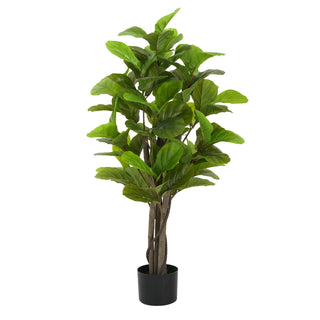 51" Artificial Fiddle Leaf Fig Tree with Black Plastic Pot Dweva