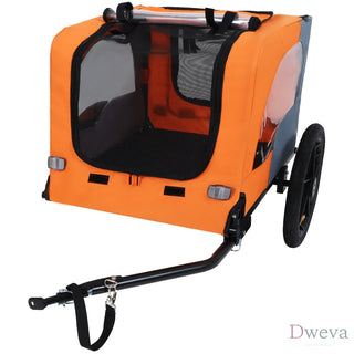 Outdoor Heavy Duty Collapsible Pet Bike Trailer with 16-Inch All-Terrain Wheels & Universal Hitch – Foldable Dog/Cargo Carrier Cart for Bicycles, orange Dweva