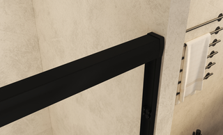 56-60" W × 60" H Tempered Glass with Explosion Proof Film, Aluminum Frame Double Sliding Shower Door, "1/4 (6 mm), Stainless Steel handle, Matte Black Dweva