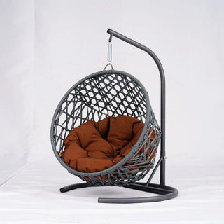 Cat Swing Bed with Stand & Cushion, Cat Egg Chair with Rattan Wicker Appearance, Indoor Hanging Swinging Cat Bed for Cats, Small Dogs, and Small Animals,Brown Dweva