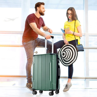 Hardshell Luggage, Lightweight Durable ABS Suitcases with Double Wheels, Expandable 28-inch Checked Luggage 28" (Green) Dweva