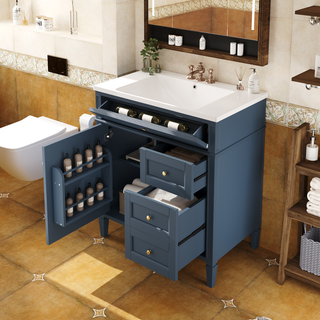 30'' Bathroom Vanity with Top Sink, Modern Bathroom Storage Cabinet with 2 Drawers and a Tip-out Drawer, Single Sink Bathroom Vanity (Same as SW000122AAC-1) Dweva