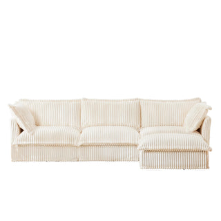 Slipcovered Fluffy Sofa - 3 Seat with Ottoman Dweva
