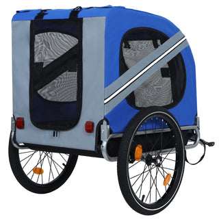 Large Folding Bike Trailer for Dogs – 66LB Capacity All-Terrain Pet Carrier, Durable Steel Frame for Cycling, Jogging, Camping & Outdoor Adventures, Blue-Gray Dweva