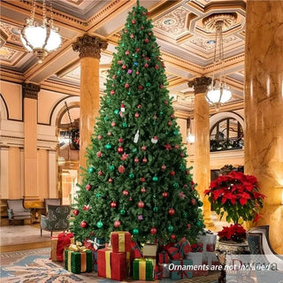 Artificial Christmas Tree, 12ft Premium Unlit Realistic Spruce Holiday Décor w/Dense Branches, Easy Assembly, Metal Base Dweva