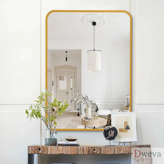22x30 Inch Gold Metal Framed Rectangular Bathrrom Mirror for Wall.(W2203P183122) Dweva