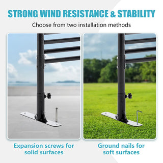 71.26''x46.65'' Outdoor Privacy Screens Freestanding,Metal Privacy Fence Panels for Outside, Slatted Privacy Screens with Stand,Black Dweva