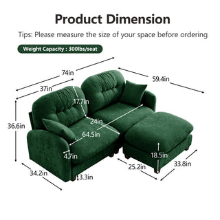 Mira Loveseat With Ottoman Dweva