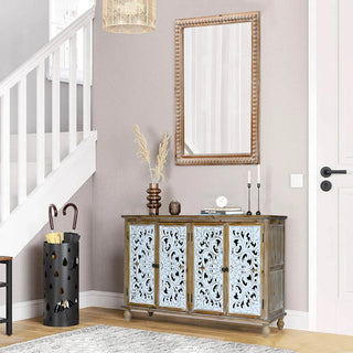 22x30 Inches Wood Framed Mirrors for Bathroom,Wooden Frame Wall Mirror Farmhouse Wall Mounted Rectangle Mirror for Vanity (Horizontal/Vertical) with beading Dweva