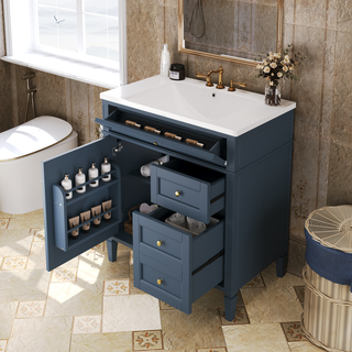 30'' Bathroom Vanity with Top Sink, Modern Bathroom Storage Cabinet with 2 Drawers and a Tip-out Drawer, Single Sink Bathroom Vanity (Same as SW000122AAC-1) Dweva