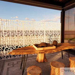 Metal Privacy Screens W3.8Ft X H6Ft Outdoor and Indoor Divider with Free Standing Decorative Privacy Screen for Balcony Patio Garden Room Divider, White Bird Shape Dweva