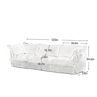 Slipcovered Fluffy Sofa - 3 Seat Dweva