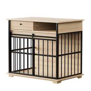 Dog Crate Furniture , Large Dog Cage Furniture with Tray for Medium Large Dogs, Wooden Dog Kennel Furniture Dweva