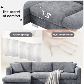 Seren 96" Chenille Cloud Sectional Sofa Dweva
