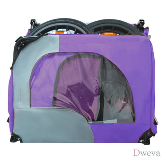 Outdoor Heavy Duty Collapsible Pet Bike Trailer with 16-Inch All-Terrain Wheels & Universal Hitch – Foldable Dog/Cargo Carrier Cart for Bicycles, purple Dweva