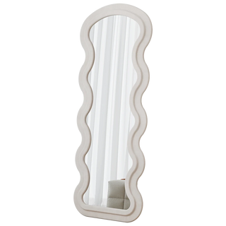 Flannel Full Length Wave Floor Mirror for Bedroom living room Hanging or Against The Wall(white) Dweva