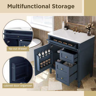 30'' Bathroom Vanity with Top Sink, Modern Bathroom Storage Cabinet with 2 Drawers and a Tip-out Drawer, Single Sink Bathroom Vanity (Same as SW000122AAC-1) Dweva