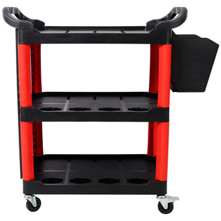 3 Tier Rolling Auto Detail Cart With Wheels,With Bucket & Panel & Hook,for Detailers Garage, Workshop, Repair Shop, Storage Tool,Red&Black Dweva