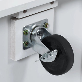 K&K 54.9" Kitchen Island with Drop Leaf, Power Outlet, Kitchen Storage Cart with 4 Door Shelves, Cross Barn Doors & Visual Glass Door, Rolling Kitchen Island on 4 Wheels for Kitchen, Dining Room,White Dweva