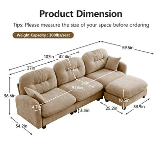Mira Sofa With Ottoman Dweva