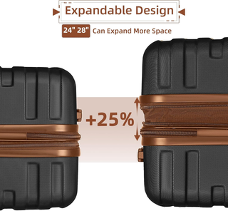 Luggage Sets 6 Piece with Duffel Bags, Hardside Expandable Suitcases with Spinner Wheels TSA Lock, Black Dweva