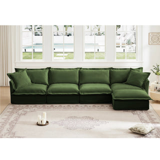 Slipcovered Fluffy Sofa - 4 Seat with Ottoman Dweva