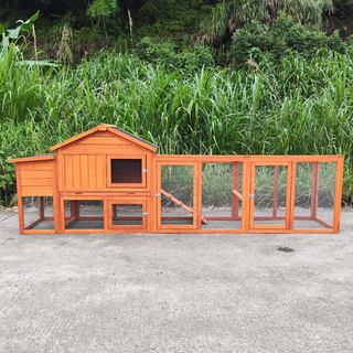 113.5" Large Wooden Chicken Coop Outdoor Hen House with Run, Waterproof Roof & Nesting Box, Secure Lock, Removable Tray, Ramp & Perch for 2–4 Chickens or Small Pets Dweva