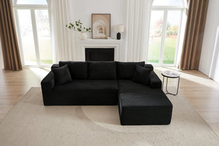 L-Shaped Cloud Sectional Sofa with Deep Seat,No Assembly Required,Modular Couches Sleeper for Living Room,Bedroom,Apartment,Black Dweva