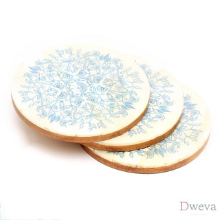 Resin Coaster with Green Print-Dia 4" Dweva