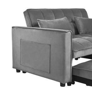 Modern Velvet Loveseat Futon Sofa Couch Pullout Bed, Small Love Seat Lounge Sofa w/Reclining Backrest, Toss Pillows, Pockets, Furniture for Living Room,3 in 1 Convertible Sleeper Sofa Bed Dweva