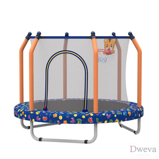 55-inch Trampoline for Kids Indoor & Outdoor Small Toddler Trampoline with Basketball Hoop Dweva