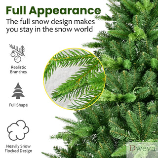 5ft Pre-Lit Christmas Tree with 250 Warm White LED Lights, 850 Tips Realistic PE+PVC Hinged Tree with Metal Stand, Full Artificial Xmas Tree for Holiday Decoration Dweva