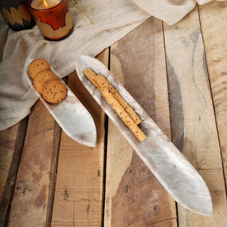 Anchill Realism Sleek White Marble Tray – Handmade Elegant Platter for Stylish Serving-16X2.5X1.5" Dweva