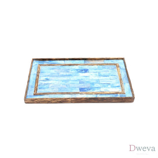 Ribaldi Handmade Bone Inlaid Wooden Tray/Décor & Serving Tray - 12X7.25X0.8" Dweva