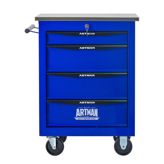 4 Drawers Multifunctional Tool Cart with Wheels,Metal Rolling Tool Cart Storage for Garage Workshop Warehouse Repair Shop--With Stainless Steel Roof- BLACK&BLUE Dweva