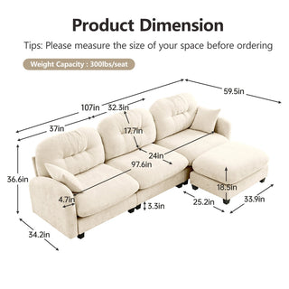 Mira Sofa With Ottoman Dweva