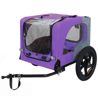 Outdoor Heavy Duty Collapsible Pet Bike Trailer with 16-Inch All-Terrain Wheels & Universal Hitch – Foldable Dog/Cargo Carrier Cart for Bicycles, purple Dweva