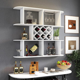 Large Wall Mounted 3 Tier Rustic Bottle Wine Rack,Multifunctional Wooden Wall Mounted Wine Rack,Storage Rack with Wine Glass Holder,mounted wall Storage winerack Rack for Home Bar Dining Room Decor Dweva