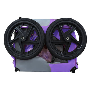 Outdoor Heavy Duty Collapsible Pet Bike Trailer with 16-Inch All-Terrain Wheels & Universal Hitch – Foldable Dog/Cargo Carrier Cart for Bicycles, purple Dweva