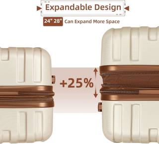 Luggage Sets 6 Piece with Duffel Bags, Hardside Expandable Suitcases with Spinner Wheels TSA Lock, Cream Dweva