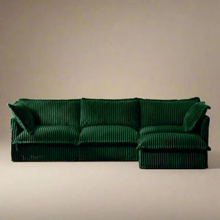 Slipcovered Fluffy Sofa - 3 Seat with Ottoman Dweva